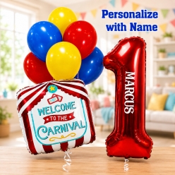 Carnival 1st PERSONALIZED Name Balloon Bouquet